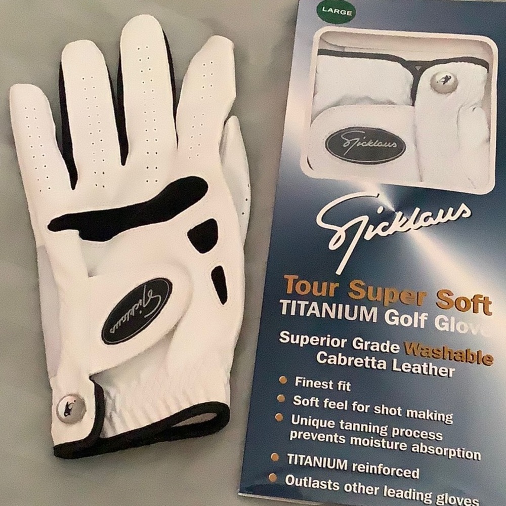 2 Nicklaus Tour Super Soft Washable Cabrera Leather golf Gloves